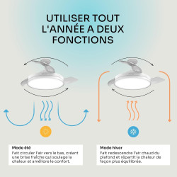 Mellerware - Ventilateur de plafond rétractable Brizy pliable 40 W | 6 vitesses | 3 pales | Ø 106 cm | Moteur DC ultra silencieu