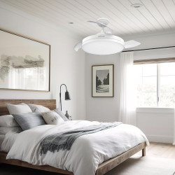Mellerware - Ventilateur de plafond rétractable Brizy pliable 40 W | 6 vitesses | 3 pales | Ø 106 cm | Moteur DC ultra silencieu