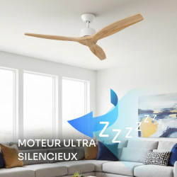 Mellerware - Ventilateur de plafond avec télécommande Brizy! 45W | Puissant | Ultra silencieux | 3 lames | Diamètre 132cm | 6 vi