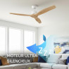 Mellerware - Ventilateur de plafond avec télécommande Brizy! 45W | Puissant | Ultra silencieux | 3 lames | Diamètre 132cm | 6 vi
