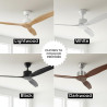 Mellerware - Ventilateur de plafond avec télécommande Brizy! 45W | Puissant | Ultra silencieux | 3 lames | Diamètre 132cm | 6 vi