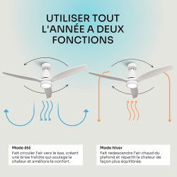 Mellerware - Ventilateur de plafond avec télécommande Brizy! Bright 45W | Lampe puissante | Ultra silencieux | 3 lames | Diamètr