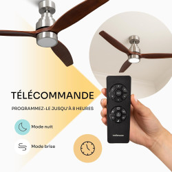 Mellerware - Ventilateur de plafond avec télécommande Brizy! Bright 45W | Lampe puissante | Ultra silencieux | 3 lames | Diamètr