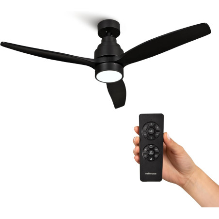 Mellerware - Ventilateur de plafond avec télécommande Brizy! Bright 45W | Lampe puissante | Ultra silencieux | 3 lames | Diamètr
