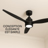 Mellerware - Ventilateur de plafond avec télécommande Brizy! Bright 45W | Lampe puissante | Ultra silencieux | 3 lames | Diamètr