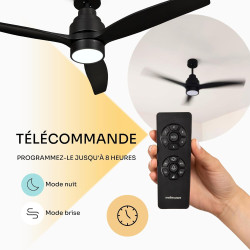 Mellerware - Ventilateur de plafond avec télécommande Brizy! Bright 45W | Lampe puissante | Ultra silencieux | 3 lames | Diamètr