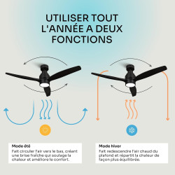 Mellerware - Ventilateur de plafond avec télécommande Brizy! Bright 45W | Lampe puissante | Ultra silencieux | 3 lames | Diamètr
