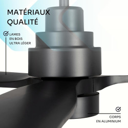 Mellerware - Ventilateur de plafond avec télécommande Brizy! Bright 45W | Lampe puissante | Ultra silencieux | 3 lames | Diamètr