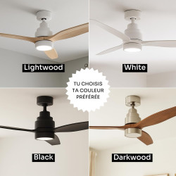 Mellerware - Ventilateur de plafond avec télécommande Brizy! Bright 45W | Lampe puissante | Ultra silencieux | 3 lames | Diamètr