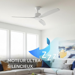 Mellerware - Ventilateur de plafond avec télécommande Brizy! 45W | Puissant | Ultra silencieux | 3 lames | Diamètre 132cm | 6 vi