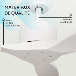 Mellerware - Ventilateur de plafond avec télécommande Brizy! 45W | Puissant | Ultra silencieux | 3 lames | Diamètre 132cm | 6 vi