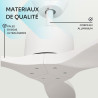 Mellerware - Ventilateur de plafond avec télécommande Brizy! 45W | Puissant | Ultra silencieux | 3 lames | Diamètre 132cm | 6 vi