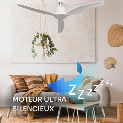 Mellerware - Ventilateur de plafond avec télécommande Brizy! 45W | Puissant | Ultra silencieux | 3 lames | Diamètre 132cm | 6 vi