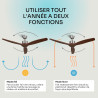 Mellerware - Ventilateur de plafond avec télécommande Brizy! 45W | Puissant | Ultra silencieux | 3 lames | Diamètre 132cm | 6 vi