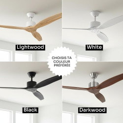 Mellerware - Ventilateur de plafond avec télécommande Brizy! 45W | Puissant | Ultra silencieux | 3 lames | Diamètre 132cm | 6 vi