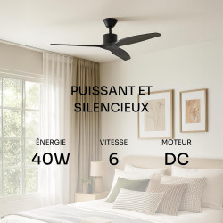 Mellerware - Ventilateur de plafond avec télécommande Brizy! 45W | Puissant | Ultra silencieux | 3 lames | Diamètre 132cm | 6 vi