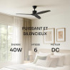 Mellerware - Ventilateur de plafond avec télécommande Brizy! 45W | Puissant | Ultra silencieux | 3 lames | Diamètre 132cm | 6 vi