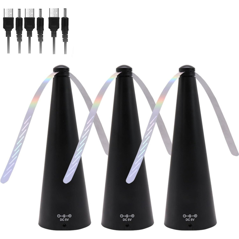 3Pcs Table Fly Fans,Portable USB Rechargeable Table Silent Mosquito Repellent Fan,Répulsif à Mouches et Moustiques pour Terrasse