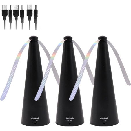 3Pcs Table Fly Fans,Portable USB Rechargeable Table Silent Mosquito Repellent Fan,Répulsif à Mouches et Moustiques pour Terrasse