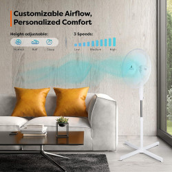 TRESKO AERSON Ventilateur sur pied 40 cm | Ventilateur réglable en hauteur jusqu'à 120 cm | Débit d'air élevé et très silencieux