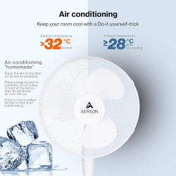 TRESKO AERSON Ventilateur sur pied 40 cm | Ventilateur réglable en hauteur jusqu'à 120 cm | Débit d'air élevé et très silencieux