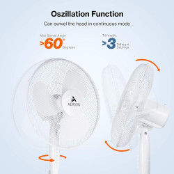 TRESKO AERSON Ventilateur sur pied 40 cm | Ventilateur réglable en hauteur jusqu'à 120 cm | Débit d'air élevé et très silencieux