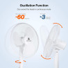 TRESKO AERSON Ventilateur sur pied 40 cm | Ventilateur réglable en hauteur jusqu'à 120 cm | Débit d'air élevé et très silencieux