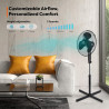 AERSON Ventilateur sur pied 40 cm | Ventilateur réglable en hauteur jusqu'à 120 cm | Débit d'air élevé et très silencieux | Éoli