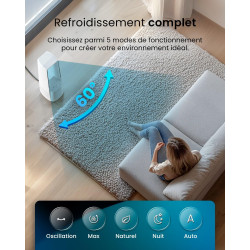 Pro Breeze Ventilateur Colonne Sans Pale - Ventilateur Tour Silencieux, Hauteur 101 cm avec 6 Vitesses, Oscillation 60°, Ventila