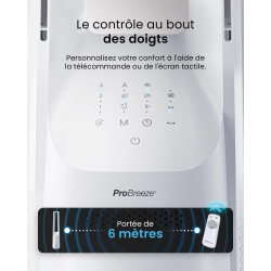 Pro Breeze Ventilateur Colonne Sans Pale - Ventilateur Tour Silencieux, Hauteur 101 cm avec 6 Vitesses, Oscillation 60°, Ventila