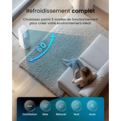 Pro Breeze Ventilateur Colonne Sans Pale - Ventilateur Tour Intelligent 101 cm - WiFi - Ultra silencieux avec Télécommande, Ecra