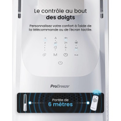Pro Breeze Ventilateur Colonne Sans Pale - Ventilateur Tour Intelligent 101 cm - WiFi - Ultra silencieux avec Télécommande, Ecra
