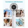 Mini Ventilateur Portable à Main - 3000mAh Petit Ventilateur de Table USB,1-199 Vitesses,Jusqu'à 13H d'Autonomie,Écran LED,Batte