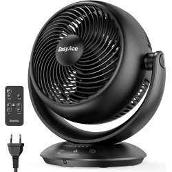 EasyAcc Ventilateur Silencieux, Ventilateur Home Trainer, 25dB Turbo Ventilateur 3D avec Télécommande/Réglable à 180 °/Minuterie