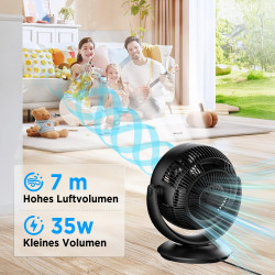 EasyAcc Ventilateur Silencieux, Ventilateur Home Trainer, 25dB Turbo Ventilateur 3D avec Télécommande/Réglable à 180 °/Minuterie