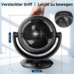 EasyAcc Ventilateur Silencieux, Ventilateur Home Trainer, 25dB Turbo Ventilateur 3D avec Télécommande/Réglable à 180 °/Minuterie