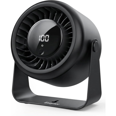 EasyAcc Ventilateur Silencieux Ultra Puissant, 5200mAh Batterie Petit Portable Ventilateurs, avec écran LED, tête rotative à 270