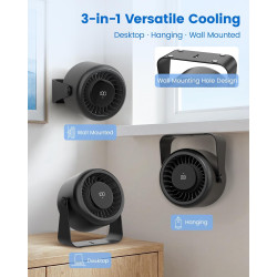EasyAcc Ventilateur Silencieux Ultra Puissant, 5200mAh Batterie Petit Portable Ventilateurs, avec écran LED, tête rotative à 270