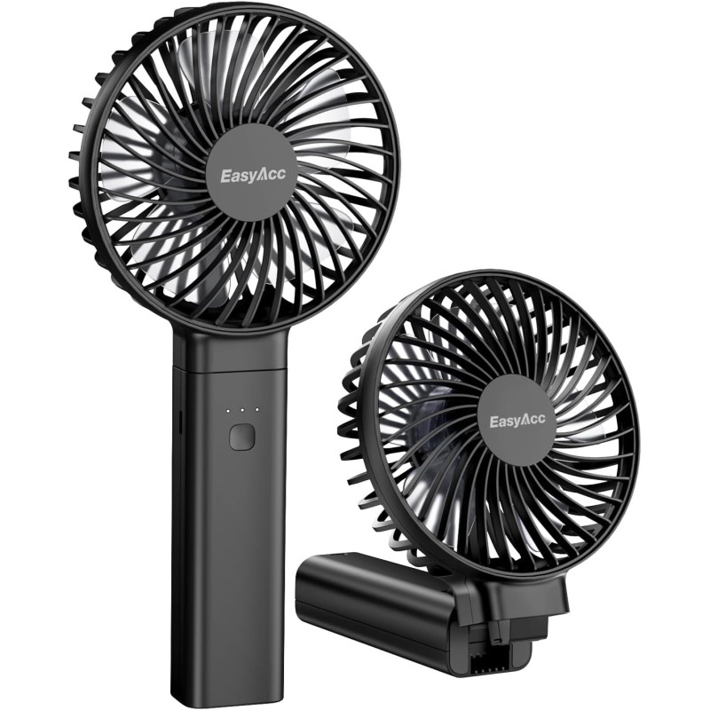 EasyAcc Ventilateur USB Portable, Ventilateur à Main Petit Rechargeable 3-13 Heures D'utilisation 4 Vitesse Ventilateur de Table
