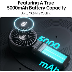 JISULIFE Ventilateur portable, ventilateur portable avec écran LED [refroidissement maximum 19,5 heures] 5000 mAh, plié à 150 °,