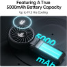 JISULIFE Ventilateur portable, ventilateur portable avec écran LED [refroidissement maximum 19,5 heures] 5000 mAh, plié à 150 °,