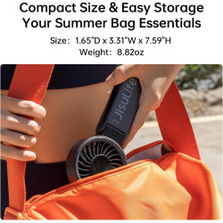 JISULIFE Ventilateur portable, ventilateur portable avec écran LED [refroidissement maximum 19,5 heures] 5000 mAh, plié à 150 °,