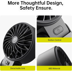 JISULIFE Ventilateur portable, ventilateur portable avec écran LED [refroidissement maximum 19,5 heures] 5000 mAh, plié à 150 °,