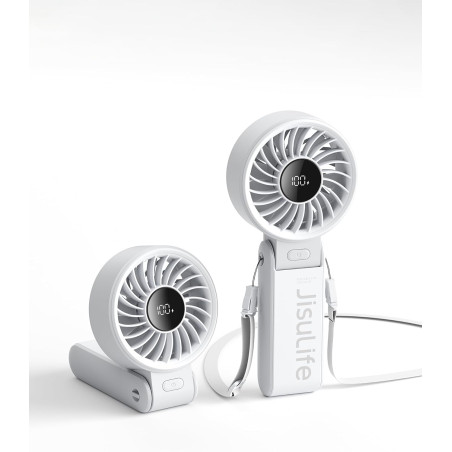 JISULIFE Ventilateur portable, ventilateur portable avec écran LED [refroidissement maximum 19,5 heures] 5000 mAh, plié à 150 °,