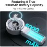 JISULIFE Ventilateur portable, ventilateur portable avec écran LED [refroidissement maximum 19,5 heures] 5000 mAh, plié à 150 °,