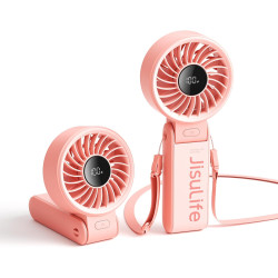 JISULIFE Ventilateur portable, ventilateur portable avec écran LED [refroidissement maximum 19,5 heures] 5000 mAh, plié à 150 °,