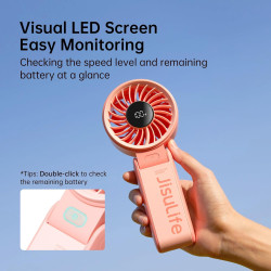 JISULIFE Ventilateur portable, ventilateur portable avec écran LED [refroidissement maximum 19,5 heures] 5000 mAh, plié à 150 °,