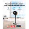 DREO Smart Ventilateur sur Pied 25dB Silencieux, Flux d'air 7.5 m/s, Portée de 30 m, Oscillation à 120° + 105°, avec Télécommand