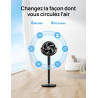 DREO Smart Ventilateur sur Pied 25dB Silencieux, Flux d'air 7.5 m/s, Portée de 30 m, Oscillation à 120° + 105°, avec Télécommand