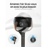 DREO Smart Ventilateur sur Pied 25dB Silencieux, Flux d'air 7.5 m/s, Portée de 30 m, Oscillation à 120° + 105°, avec Télécommand